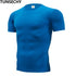 Fashion pure color T-shirt Men Short Sleeve compression tight Tshirts Shirt S- 4XL Summer Clothes - menochic